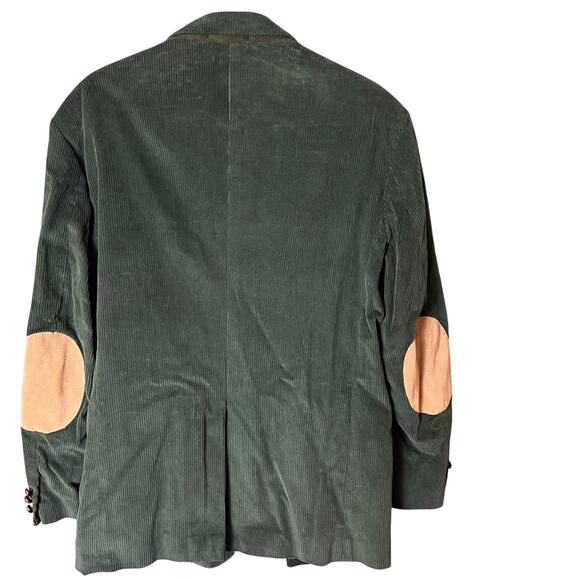 Jeremy Cobb Corduroy Academic Blazer Green Teal Suede Elbow Patch Sport Coat 40R - Picture 3 of 8